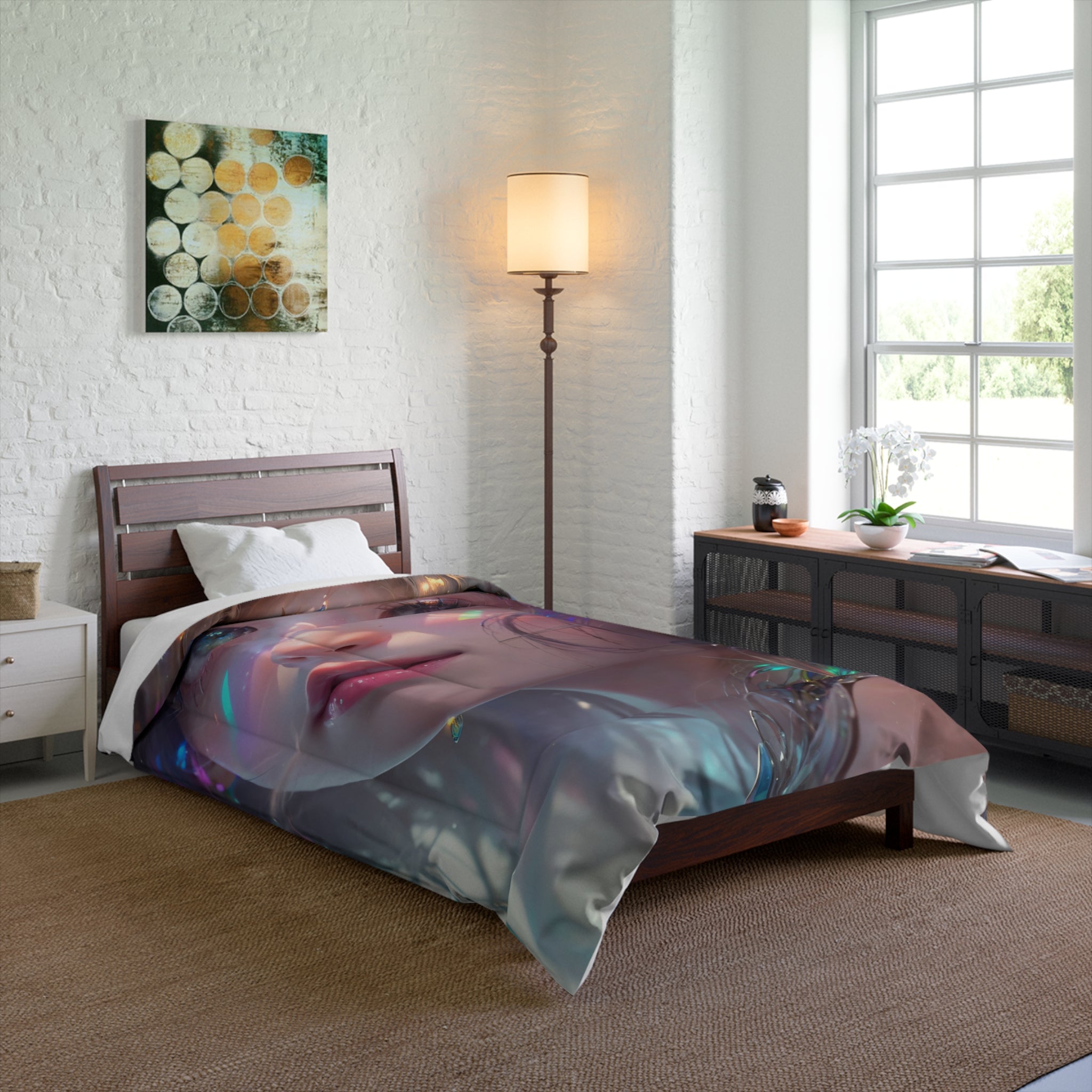 Dreamy Fantasy Comforter for Cozy Bedrooms, Boho Bedding, Art Print Quilt