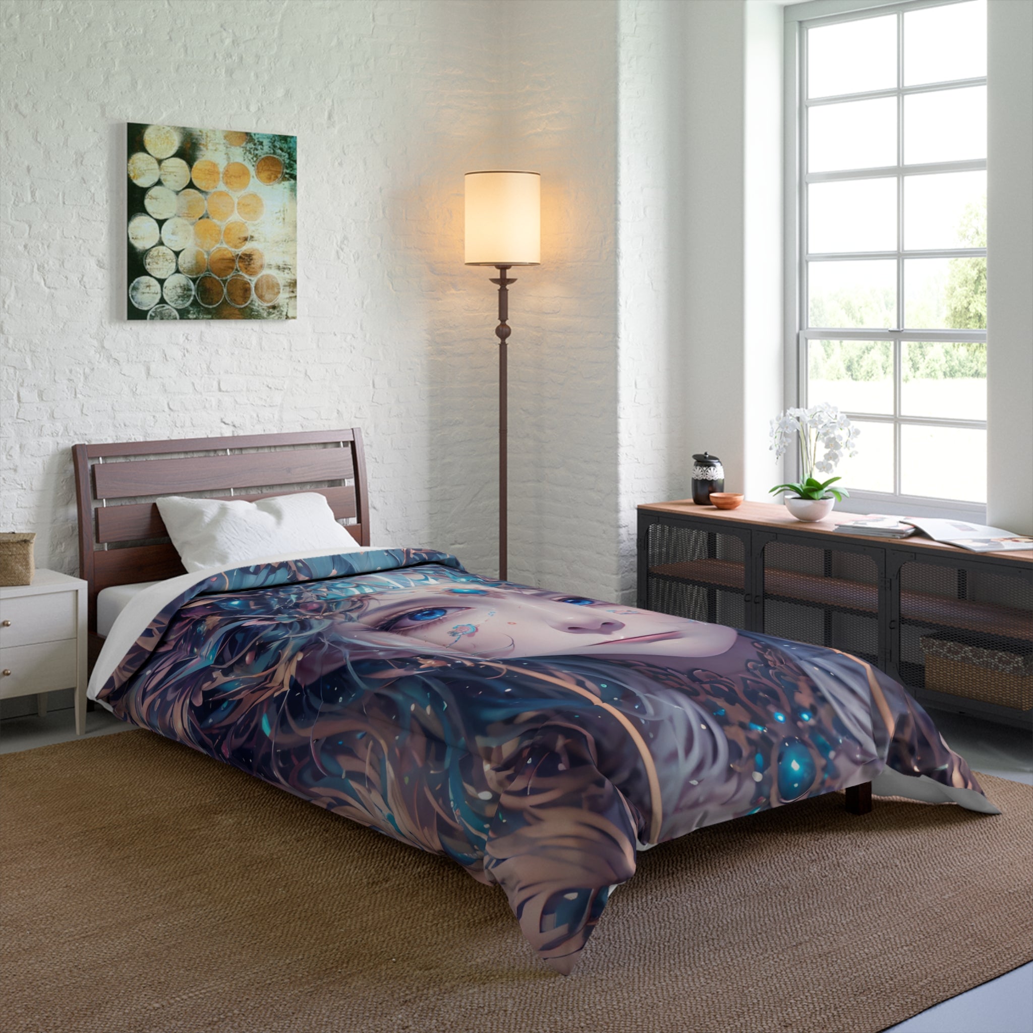 Mystical Goddess Comforter, Enchanted Bedding Set, Bohemian Bedroom