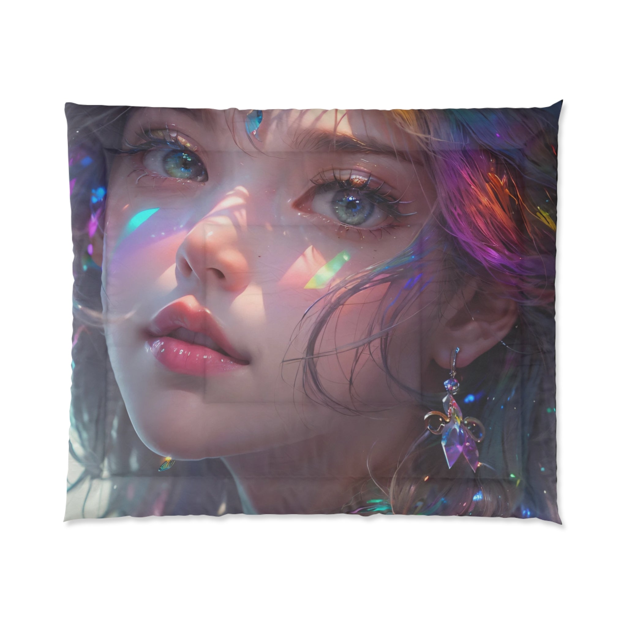 Dreamy Fantasy Comforter for Cozy Bedrooms, Boho Bedding, Art Print Quilt