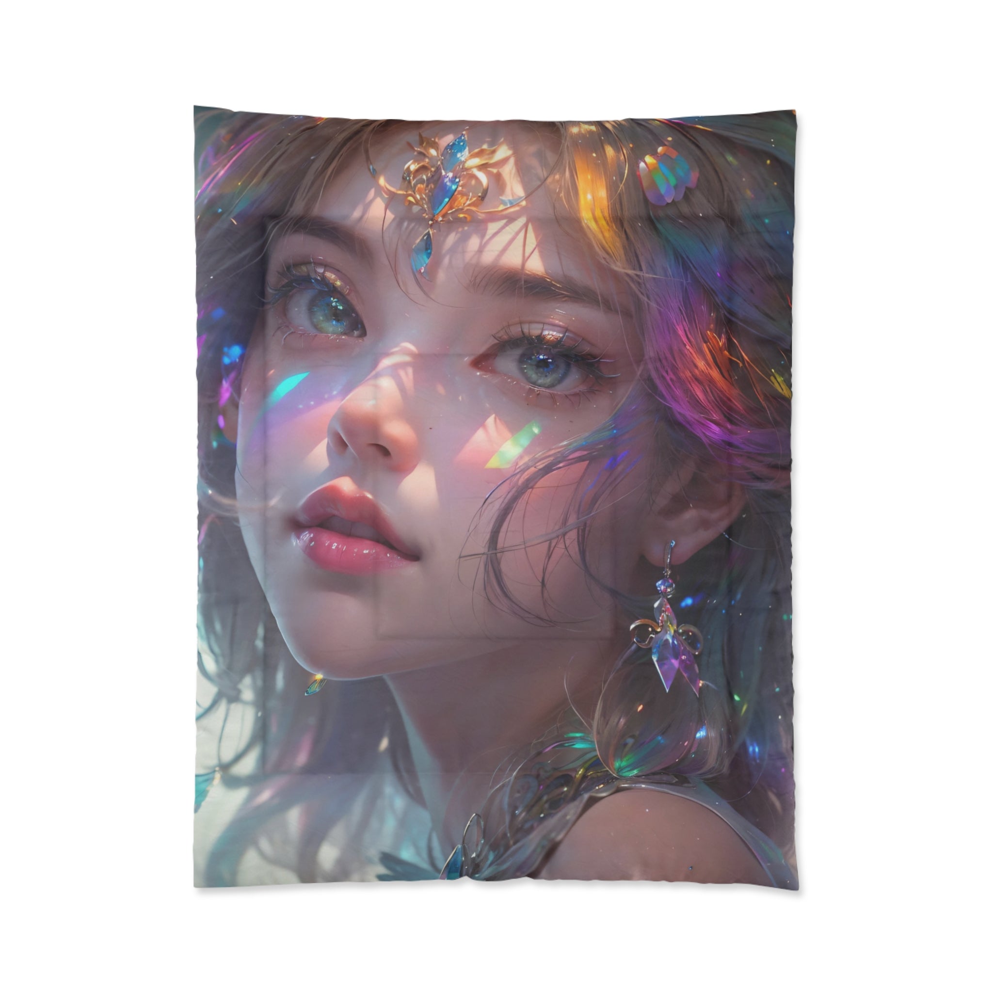 Dreamy Fantasy Comforter for Cozy Bedrooms, Boho Bedding, Art Print Quilt