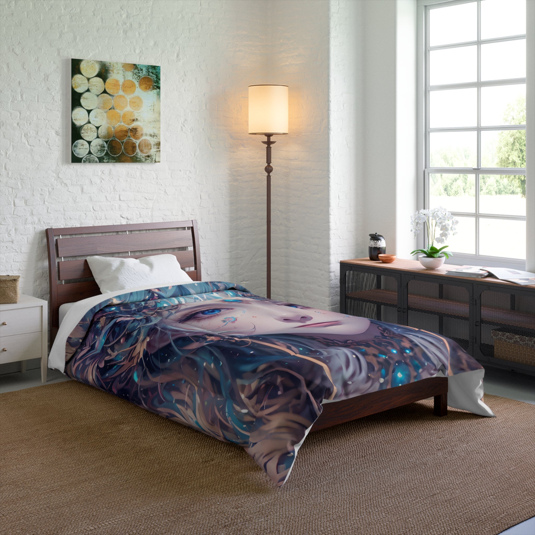 Mystical Goddess Comforter, Enchanted Bedding Set, Bohemian Bedroom